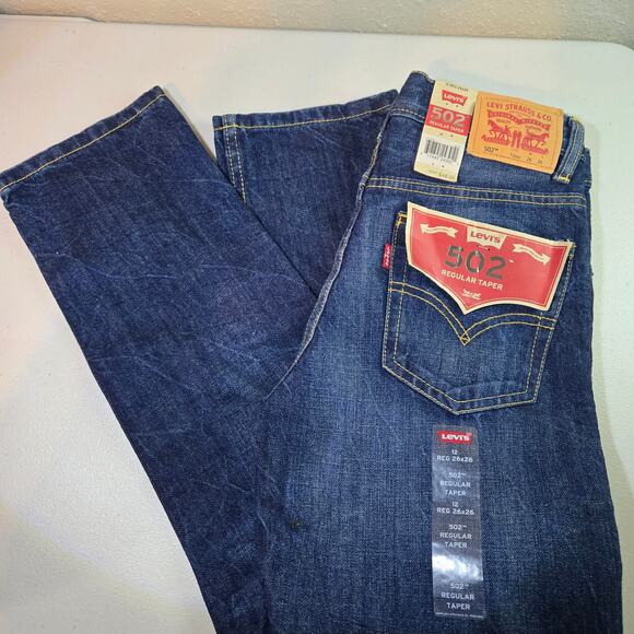 NWT Levi's 502 Regular Taper Distressed Denim Jeans Boys Size 26 12 Regular - Picture 4 of 5